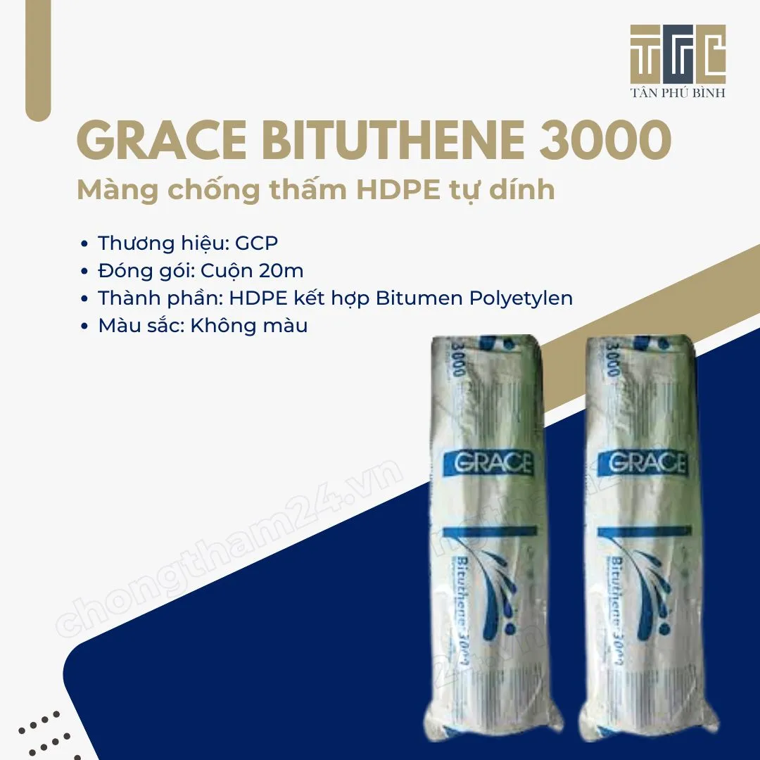 Màng Bituthene 3000 – Màng chống thấm HDPE với Bitumen Polyetylen