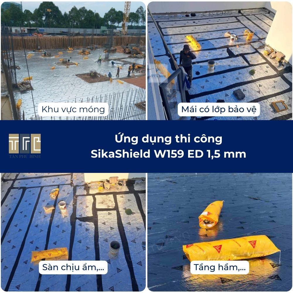 Ứng dụng thi công chống thấm SikaShield W159 ED 1,5 mm Ứng dụng thi công chống thấm SikaShield W159 ED 1,5 mm