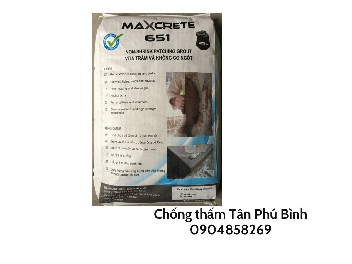 Maxcrete 651 – Vữa trám vá, sửa chữa bê tông cường độ cao