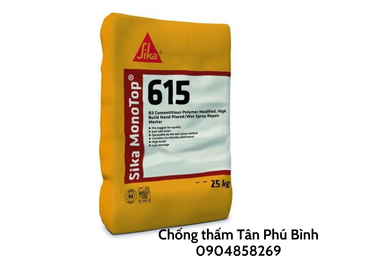 Sika MonoTop 615 HB – Vữa sửa chữa Polymer 1 thành phần sillica fume