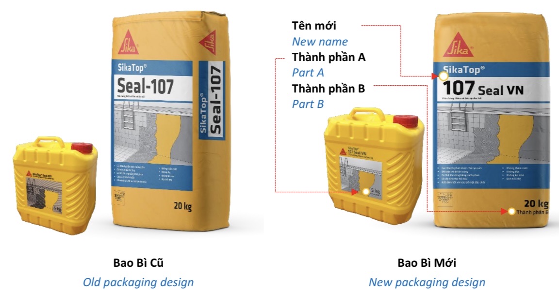 SikaTop 107 Seal VN – Vữa chống thấm và bảo vệ đàn hồi gốc xi măng
