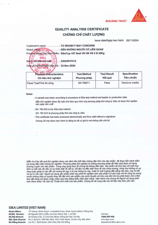 Chất chống thấm SikaTop 107 Seal VN Chống thấm SikaTop 107 Seal VN