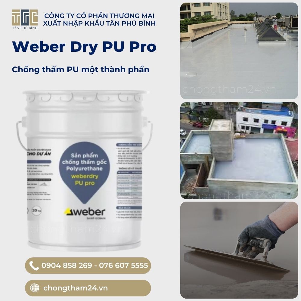 Chất chống thấm gốc Polyurethane Weberdry PU Pro một thành phần Chất chống thấm gốc Polyurethane Weberdry PU Pro một thành phần