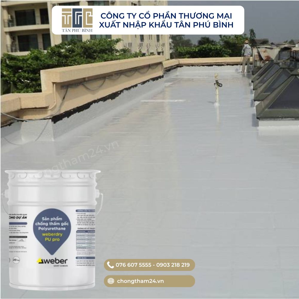 Chất chống thấm gốc Polyurethane Weberdry PU Pro một thành phần dành cho bề mặt lộ thiên Chất chống thấm gốc Polyurethane Weberdry PU Pro một thành phần dành cho bề mặt lộ thiên