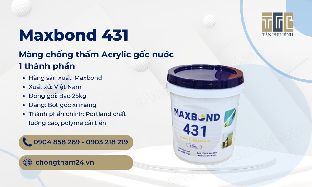 Maxbond 431 – Màng chống thấm Acrylic gốc nước 1 thành phần
