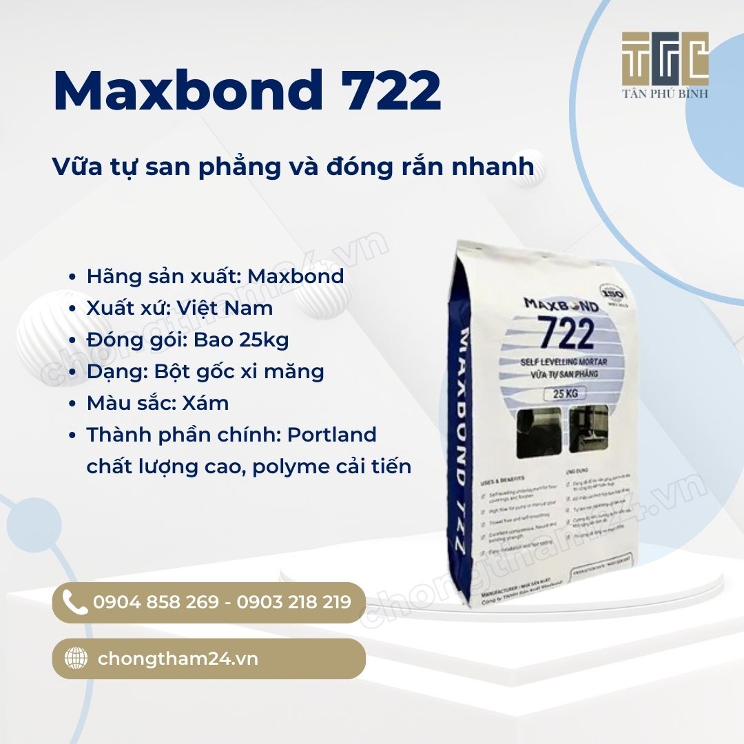 Maxbond 722 – Vữa tự san phẳng và đóng rắn nhanh