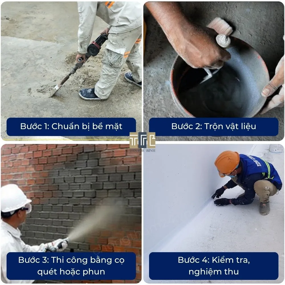 Quy trình thi công chống thấm tinh thể thẩm thấu Quy trình thi công chống thấm tinh thể thẩm thấu