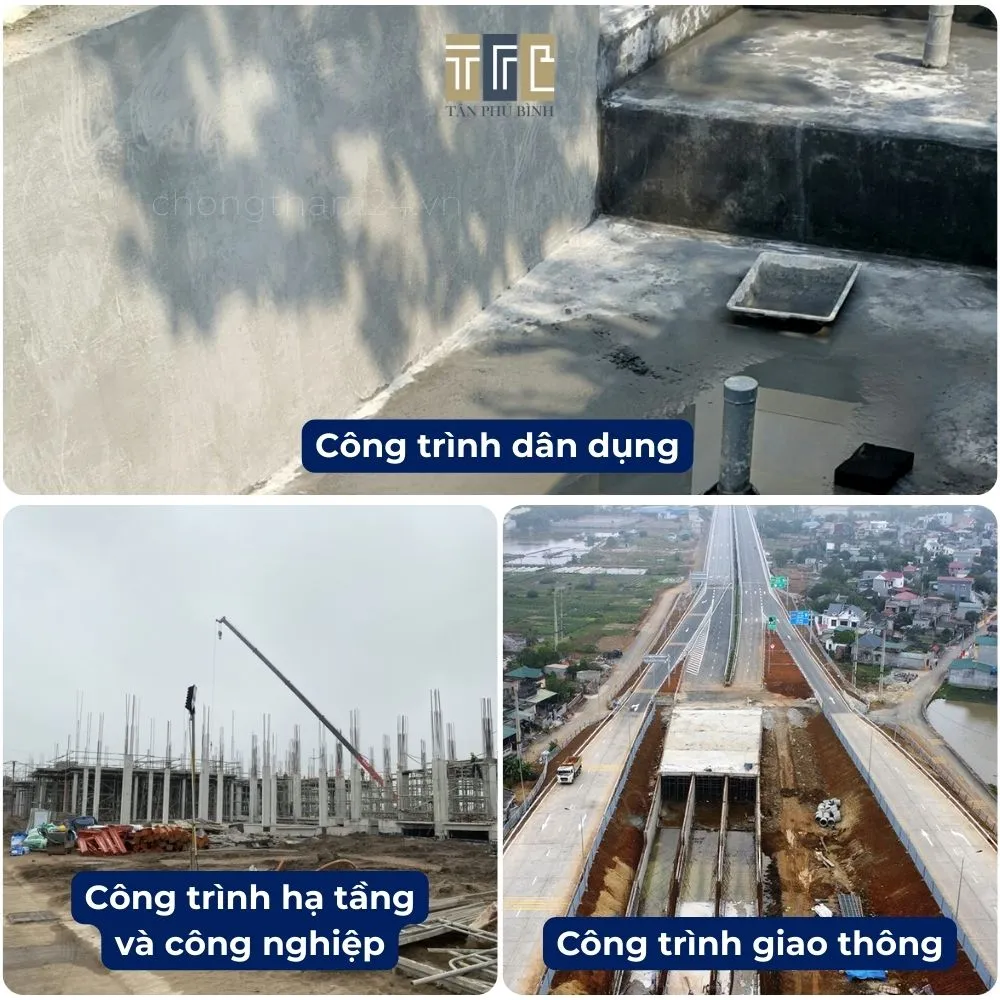Ứng dụng chất chống thấm tinh thể thẩm thấu Ứng dụng chất chống thấm tinh thể thẩm thấu