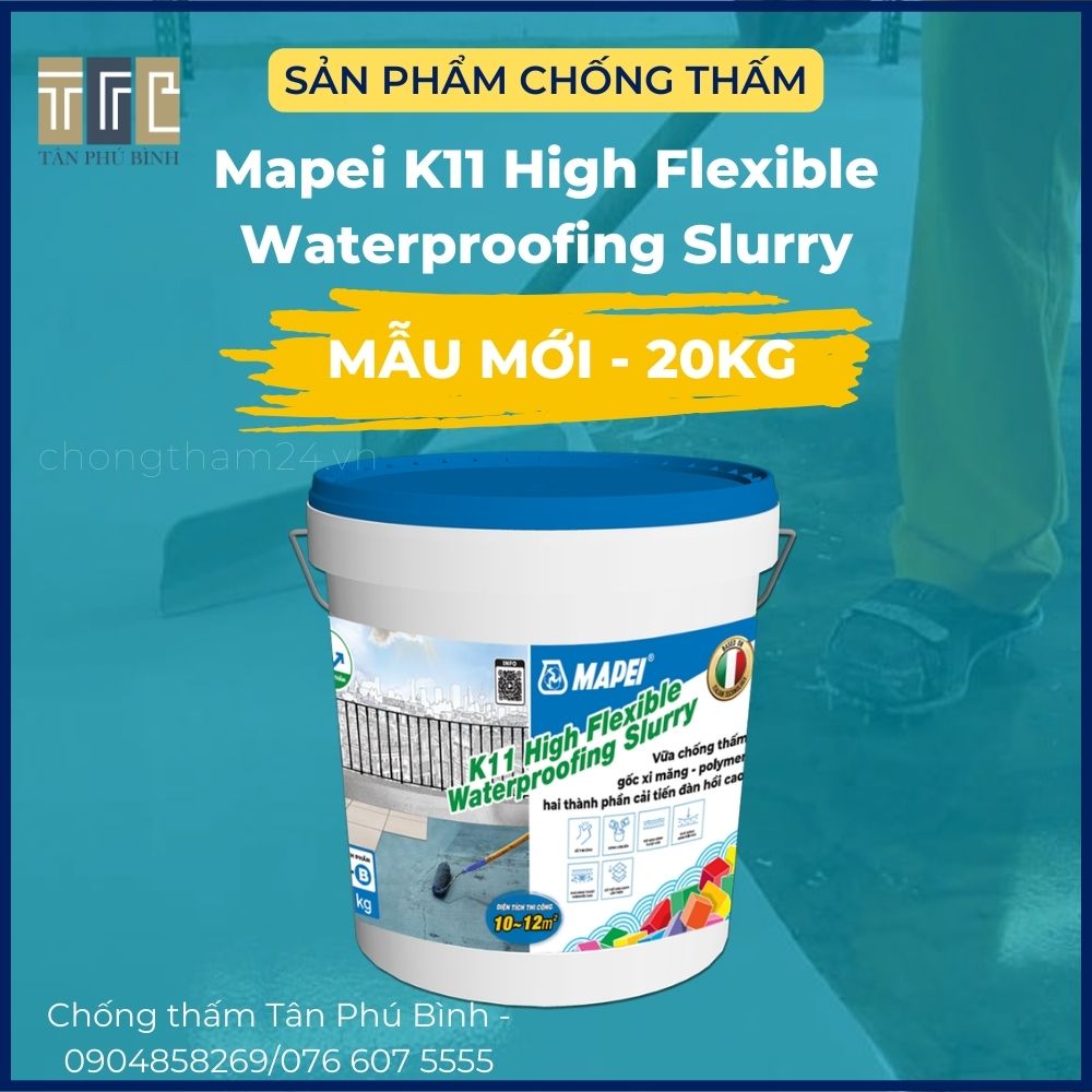 K11 High Flexible Waterproofing Slurry 20 kg - Chống thấm gốc xi măng
