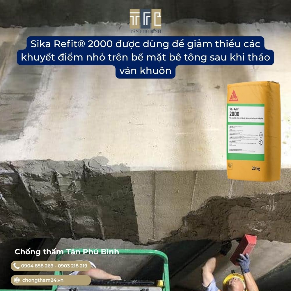 Ứng dụng thi công của Sika Refit 2000 Ứng dụng thi công của Sika Refit 2000