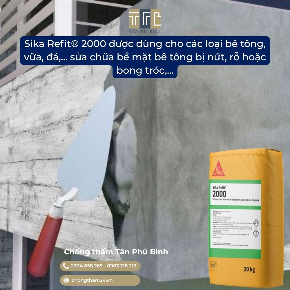 Sika Refit 2000 dùng sửa chữa cho bề mặt bê tông Sika Refit 2000 dùng sửa chữa cho bề mặt bê tông