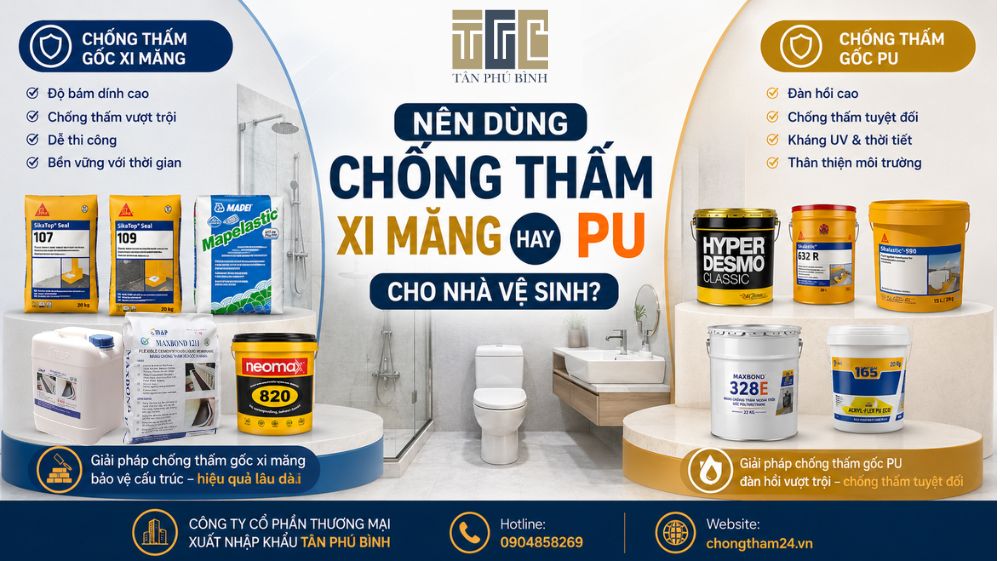 Nên dùng chống thấm xi măng hay PU cho nhà vệ sinh?