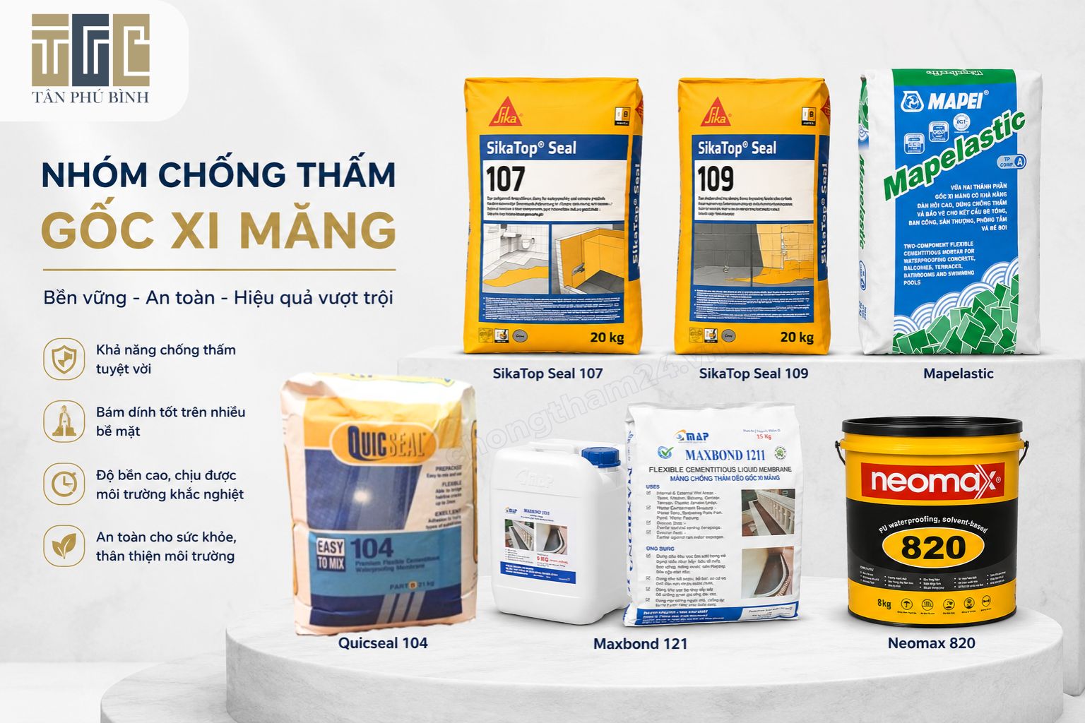 Dòng sản phẩm chống thấm gốc xi măng phổ biến Dòng sản phẩm chống thấm gốc xi măng phổ biến