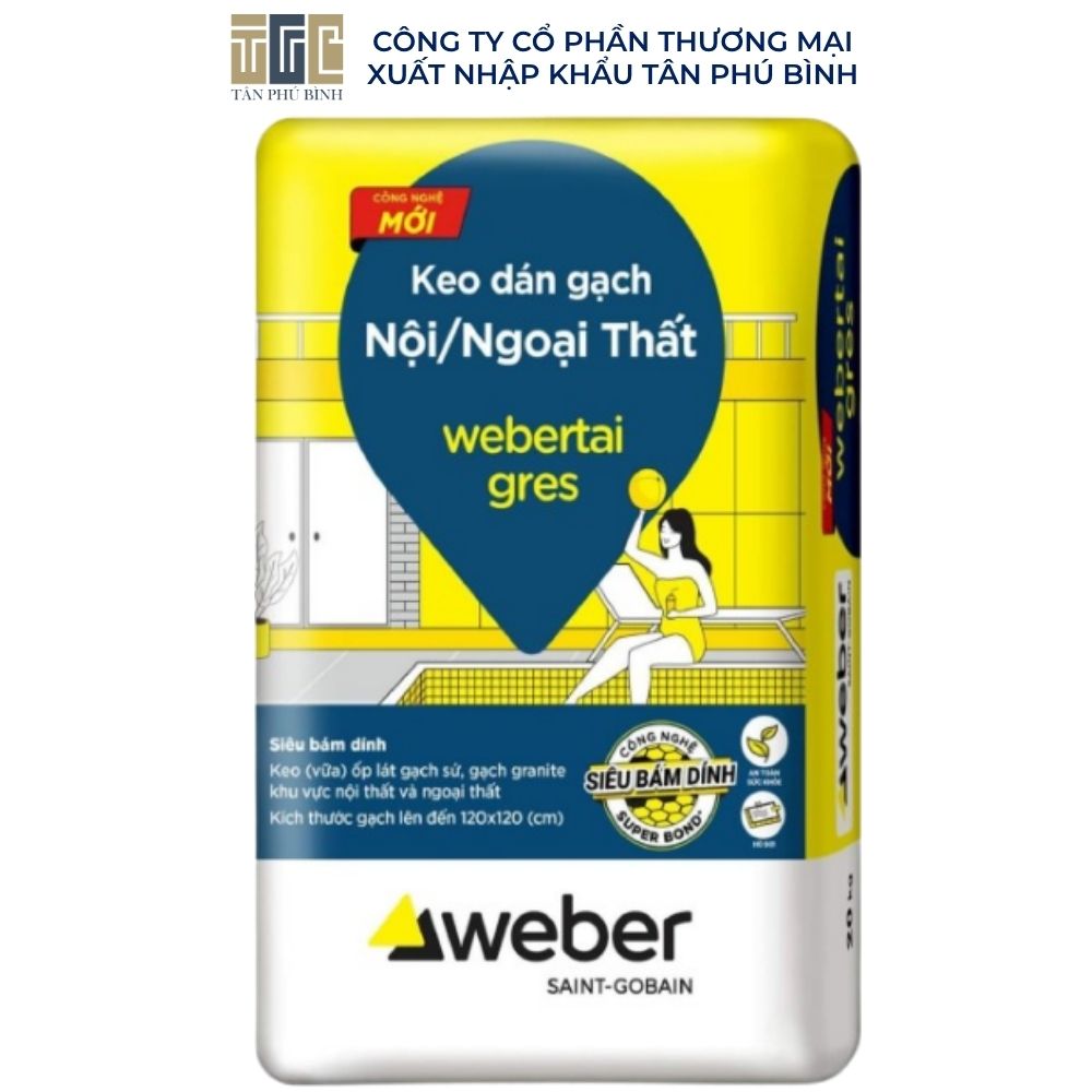 Keo dán gạch Webertai gres chuyên dụng cho hồ bơi & gạch khổ lớn